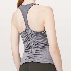 LULULEMON RUCHE OF ADRENALINE TANK TOP WITH BUILT IN BRA, SIZE 12 PRELOVED